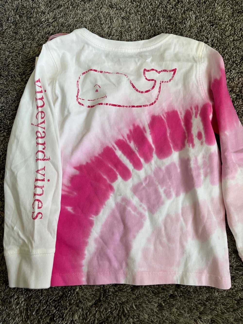 Vineyard Vines Pink & White Tie-Dye Whale Long Sleeve Tee girls size4T